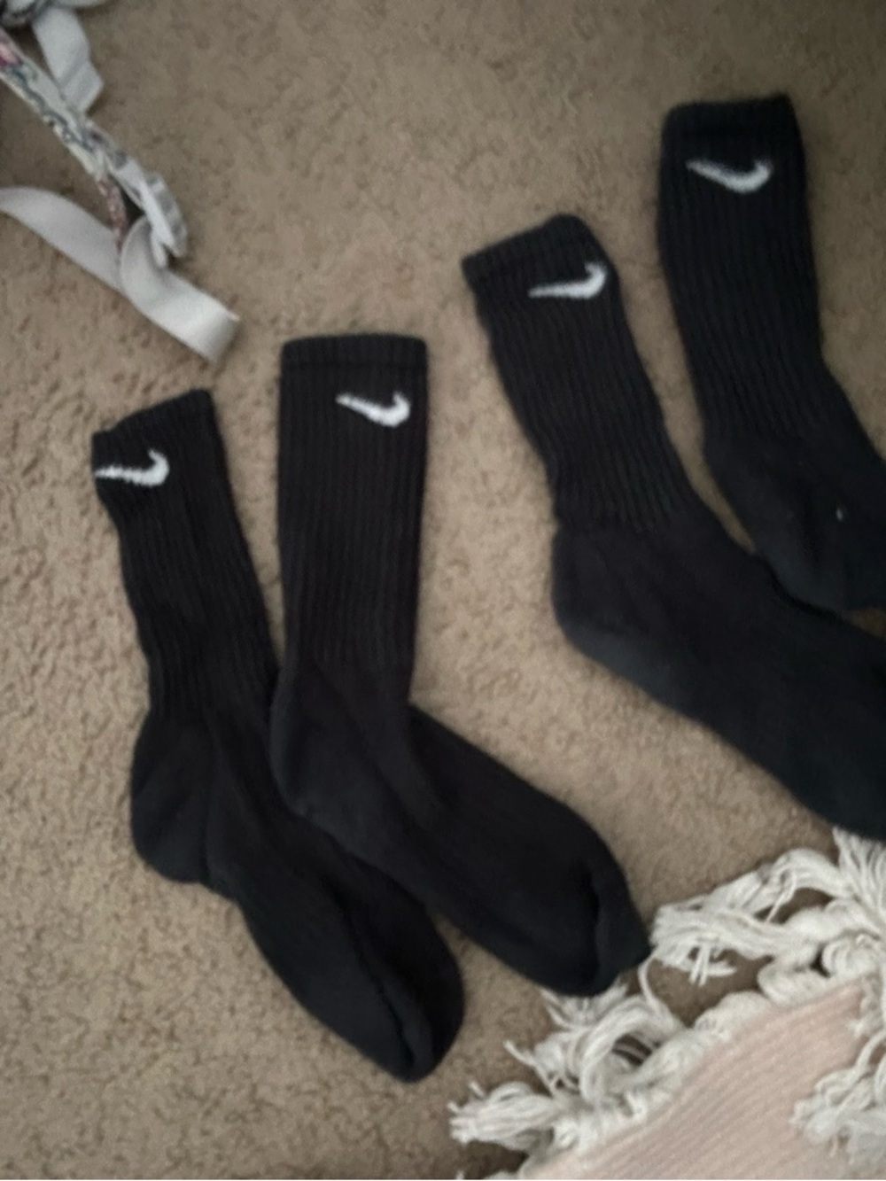 Nike Black Crew Socks with White Swoosh - Pair of 3